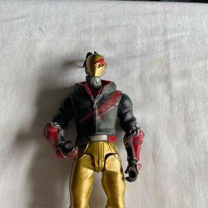Gold & Red Masked Action Figure with Black Jacket From Fortnite